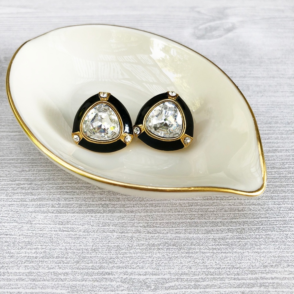 Trifari | Vintage Enamel & Rhinestone Earrings